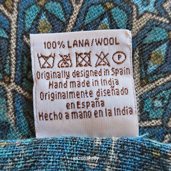 NWOT Woven Wool Scarf Blue Spain Colores de Otono - Picture 7 of 13